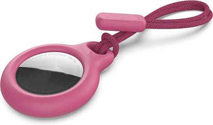 Genesis Front & Back Case for Apple AirTag Strap Rigid Plastic Case - Secure Holder with Strap Bubblegum