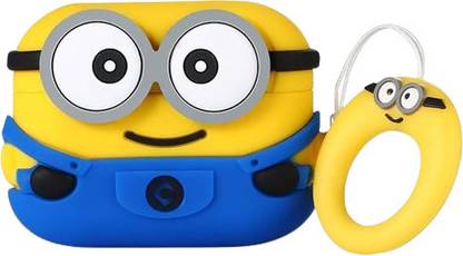 GADGETSBULK Front & Back Case for Apple AirPods Pro 2 _ minion-Cartoon Character Silicon Case Cover with Keychain