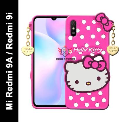 KING COVERS Back Cover for Mi Redmi 9A, Mi Redmi 9i - Hello Kitty Case | 3D Cute Doll | Soft Girl Back Cover with Pendant