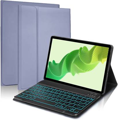 Proelite Realme Pad 2 11.5 inch Magnetic Detachable Built-in 7-Colors Backlit Bluetooth Standard Tablet Keyboard Compatible with Desktop, Laptop, Mac BacklitKeyboardCaseRealmePad2Purple1