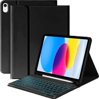 Proelite Detachable Backlit Bluetooth Keyboard case for Apple iPad 10th Gen 10.9 2022 Bluetooth Standard Tablet Keyboard Compatible with Desktop, Laptop, Mac 18 RGB Effects, Adjustable 4-level RGB backlit