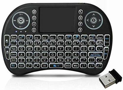 IC PLUS Mini Wireless Keyboard and Mouse(Touchpad with Backlight) with Smart Function for Smart Tv, Android Tv Box, Raspberry-Pi, Android & iOS Devices (Black) Wireless Handheld Multi-device Keyboard