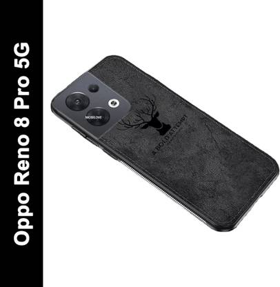 MOBILOVE Back Cover for Oppo Reno 8 Pro 5G | Deer Pattern Cloth Texture Leather Finish Fabric Case