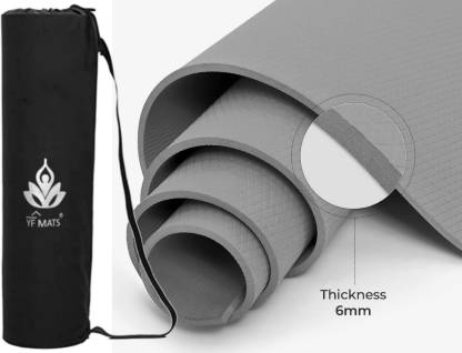 YFMATS EVA plus TPE Anti slip Eco Friendly Grey 6 mm Yoga Mat