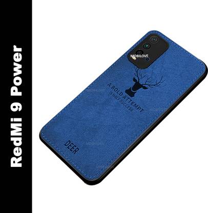 MOBILOVE Back Cover for Redmi 9 Power | Deer Pattern Cloth Texture Leather Finish Soft Fabric Case