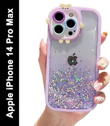 VONZEE Back Cover for Apple iPhone 14 Pro Max Cute Teddy Non Moving Glitter Star Sequin Case Cover