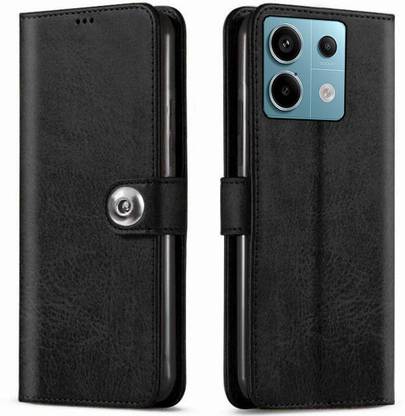 Maamba Wallet Case Cover for Poco X6 5G Button Flip - Black