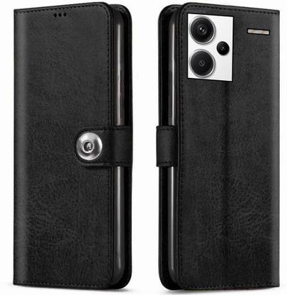 Maamba Wallet Case Cover for Redmi Note 13 Pro Plus 5G Button Flip - Black