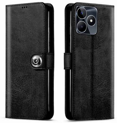 NKARTA Wallet Case Cover for Realme Narzo N53 Button Wallet case - Z Black