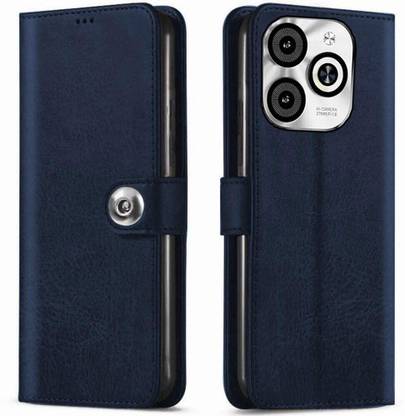 Harare Wallet Case Cover for Infinix Hot 40i Button Flip - Blue