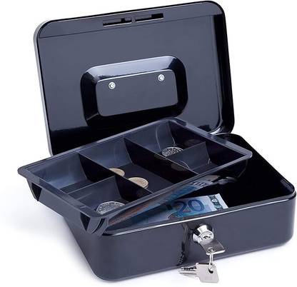 Betlex Metal Cash Box with Money Tray & Lock, Cash Drawer 11.81"x 9.45"x 3.54" X Large Cash Box
