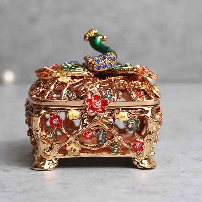 IZZHAAR Peacock Ginni Coin Box Display Case Coin Storage Box Gold Coin Cash Box