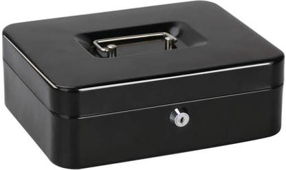 Krivon 10inch Large Cash Box with Money Tray and Lock Metal Money Box Safe Cash Box