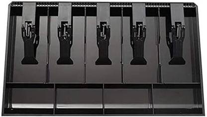 divinezon Cash Drawer, 5 Cash and 4 Coin Organizer for Supermarket (black,plastic) Cash Box