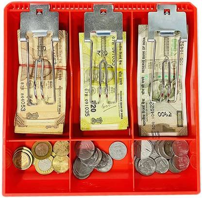 DIVINZ Cash Drawer Register Insert Tray 3 Bills 3 Coins Money Storage Box Metal Cash Box