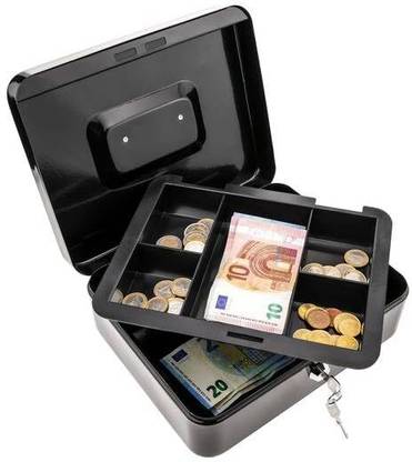 MOHAK Cash Box with Money Tray, Small Safe with with Combination Lock Removable Cash Box