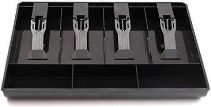 divinezon Cash Register Box 4 Cash and 3 Coin Compartment, Store Cashier Coin Drawer Box Cash Box