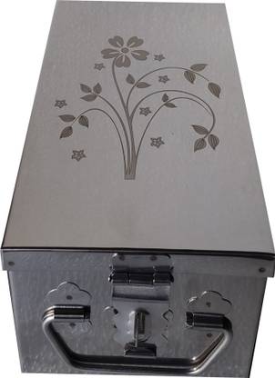 GvanyS Stainless Steel Storage Box Organizer Vanity Box-8 Inch. Cash Box