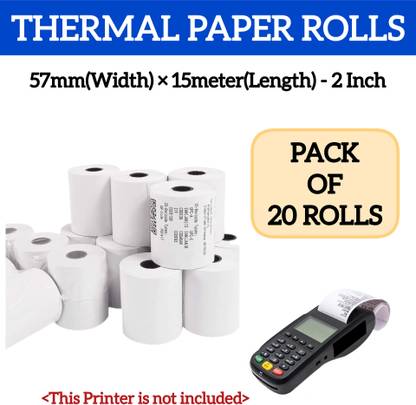 AIMERS BUS TICKET ROLLS - 57mm(Width)x15(meter) Length Set of 20 Rolls Thermal Cash Register Paper