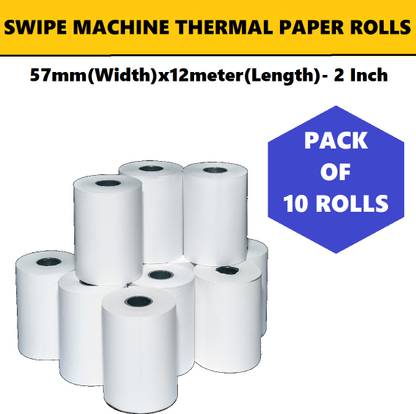 AIMERS BUS TICKET ROLLS - 57mm(Width)x12(meter) Length Set of 10 Rolls Thermal Cash Register Paper