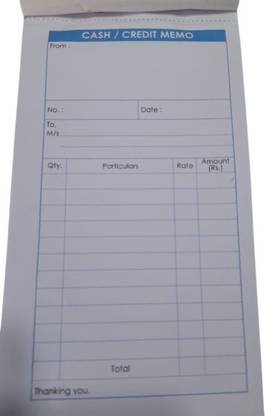 UTKARA Cash / Credit Memo (11 x 20.5 cm), 70 GSM paper Assorted Bill Book Rulled (100 rulled + 100 blank) 200 Pages