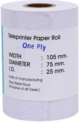 globe Thermal Paper Roll used for Teleprinter machines (105mm X 75mm)Single Ply Traditional Cash Register Paper