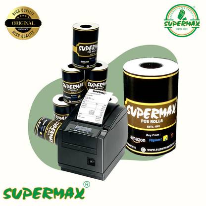 Supermax Thermal Roll Paper/Billing Machine Paper, POS Machine Rolls 3 Inch- 80mm(Width)X 50 Meter(Length) 65 GSM Thermal Paper (Pack Of 40 Rolls) Thermal Cash Register Paper Thermal Cash Register Paper