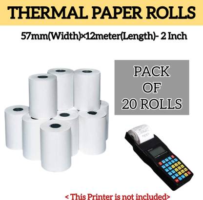 AIMERS BUS TICKET ROLLS - 57mm(Width)x12(meter) Length Set of 20 Rolls Thermal Cash Register Paper