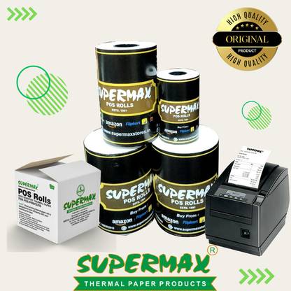 Supermax Thermal Paper/POS Machine Rolls 3 Inch- 78mm X 40 Mt 60 GSM (Pack Of 40 Rolls) Thermal Cash Register Paper