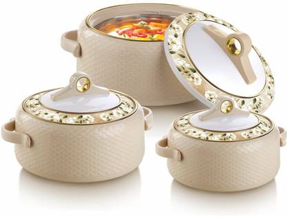 NAYASA Coral Regular Casserole Set Pack of 3 Thermoware Casserole Set