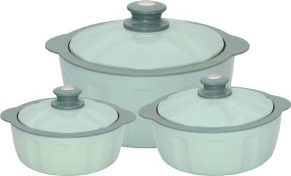 JAYPEE HOTFEAST Casserole Set with Lockable Lid for Serving, gifting and Multi Use Pack of 3 Serve Casserole Set