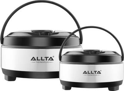 ALLTA Casserole 1600 ML & 3500 ML Combo Pack|Steel Double Wall Insulated Roti Dabba | Pack of 2 Thermoware Casserole Set