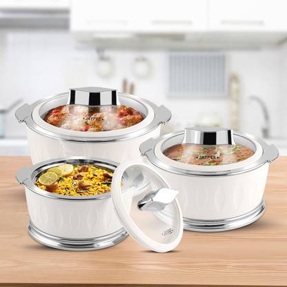JAYPEE Dazzle Food Serving Set for Gifting Food Serve Hotpot Roti Box for Home Dining Pack of 3 Thermoware Casserole Set