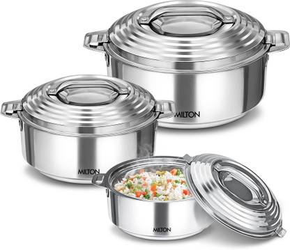 MILTON Galaxia Gift Set Silver Pack of 3 Serve Casserole Set
