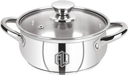 Anjali Life Time Anjali Belly Encapsulated Bottom Stainless Steel Pot with Glass Lid Cook and Serve Casserole