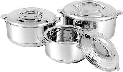 Kraft Mars Double Wall Insulated Stainless 3 Pcs Casseroles Pack of 3 Serve Casserole Set