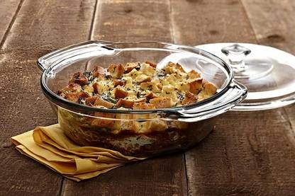 promise plus group Glass Serving Bowl Glass Casserole Deep Round - (1.5 LTR) Oven and Microwave Safe Serving Bowl with Glass Lid Set of (1)
