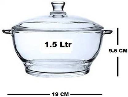 promise plus group Casserole Deep Round - (1.5 LTR) Oven and Microwave Safe Serving Bowl with Glass Lid Set of (1) Serve Casserole