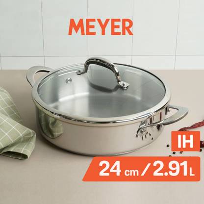 Meyer Select Stainless Steel Sauteuse /Sautepan 24cm कैसरोल ढक्कन के साथ