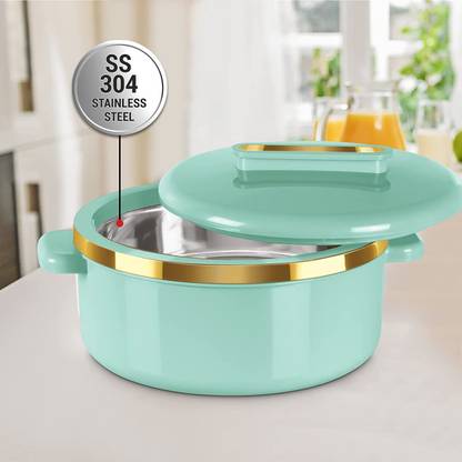 MILTON Curve 2500 Inner Stainless Steel Casserole , Easy to Store, Roti, Curd Maker Serve Casserole