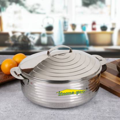 Home-pro High grade Stainless Steel Jupiter Casserole & Serving bowl 5000ml |Hotpot| Thermoware Casserole Set