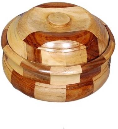WoodFromHood Chapati Box | Casserole | Dark Brown | Hand Carved Design | Hot Pot Cook and Serve Casserole