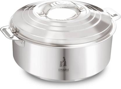 Dhara Stainless Steel MAXUS 2500 PU Insulated Double Wall Casserole Silver Serve Casserole