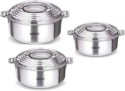 MILTON Galaxia 3 Pcs Gift Set Silver Pack of 3 Serve Casserole Set