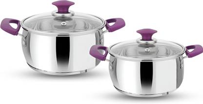 PRABHA Casserole Sets | Casserole Big Size | Hot Caserole | Steel Casserole with Lid Pack of 2 Cook and Serve Casserole Set
