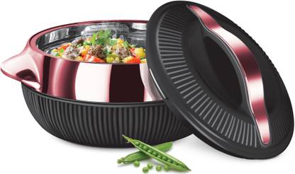 MILTON Milton Fiesta 1000 Stainless Steel Casserole, 830 ml, Black & Rose Gold Serve Casserole