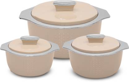 JAYPEE FINEDINE Inner Stainless Steel Insulated Casserole Food Serving Pack of 3 Serve Casserole Set