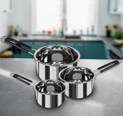 Masox Store Steel Saucepan Set with Handle for Tea, Coffee Cookware Set, Milk Pan Tapeli K5 Cookware Set