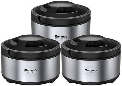 Mumma's LIFE Stainless Steel Casserole Set of 3 (2.5, 3.5, 4.5L) Pack of 3 Thermoware Casserole Set