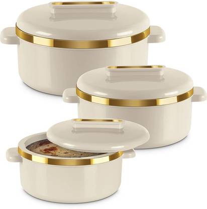 MILTON Curve Inner Stainless Steel Casserole Jr Ivory Pack of 3 Serve Casserole